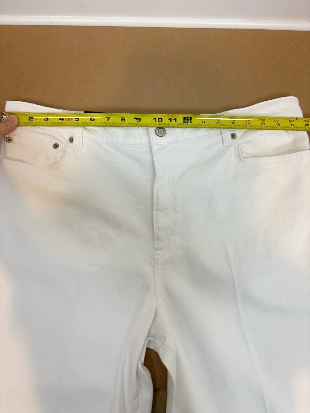 Lauren Ralph Lauren High-Rise Wide-Leg Cropped Jeans in White Wash Size 18